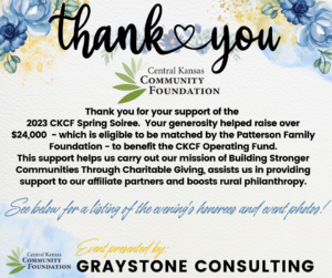 Thank you for your support of the 2023 Spring Soiree. Your generosity helped raise over $24,000 which is eligible to be matched by the Patterson Family Foundation to benefit the CKCF Operating Fund. See below for event honorees and photos.